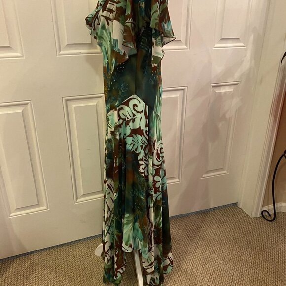 Robbie Bee Vintage Y2K 90’s Teal Paisley Fit & Flare Flowy Dress Size 16 - Picture 6 of 13